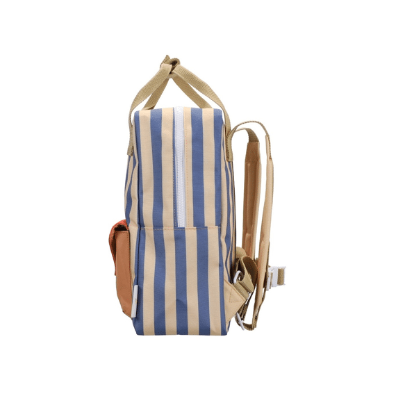 Sticky Lemon Rugzak Medium Wonders Envelope Stripes Blue Whale/sandy Yellow