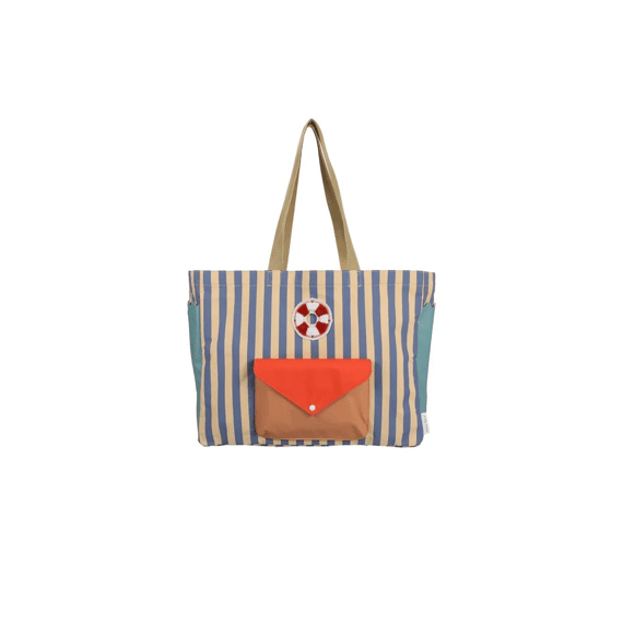 Sticky Lemon Shopper Wonders Stripes Blue Whale/sandy Yellow