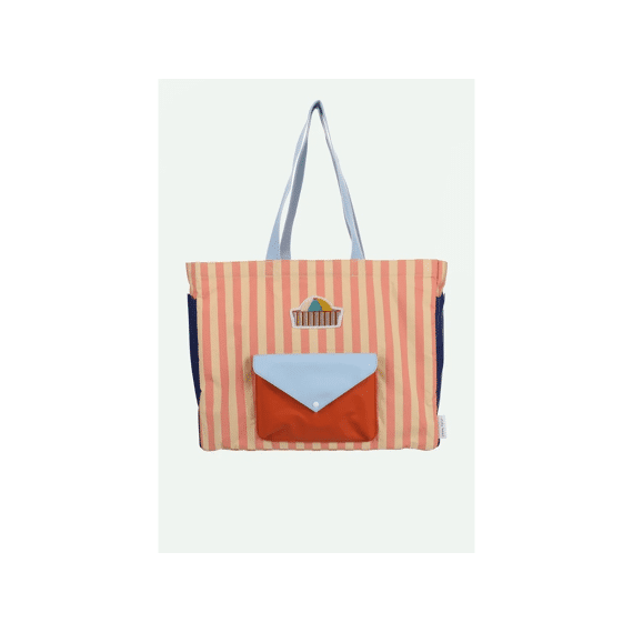 Sticky Lemon Shopper Wonders Stripes Coral Pink/sandy Yellow