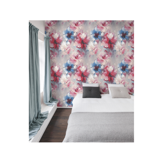 Very- Bloemen Blauw/rood 106cm