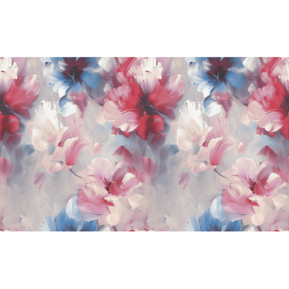 Very- Bloemen Blauw/rood 106cm
