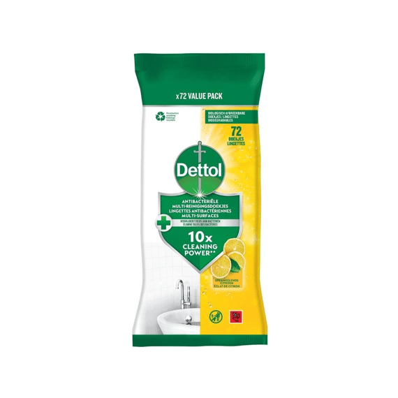 Dettol Reiniger Doekjes Antibacterieel Citroen 72 Stuks