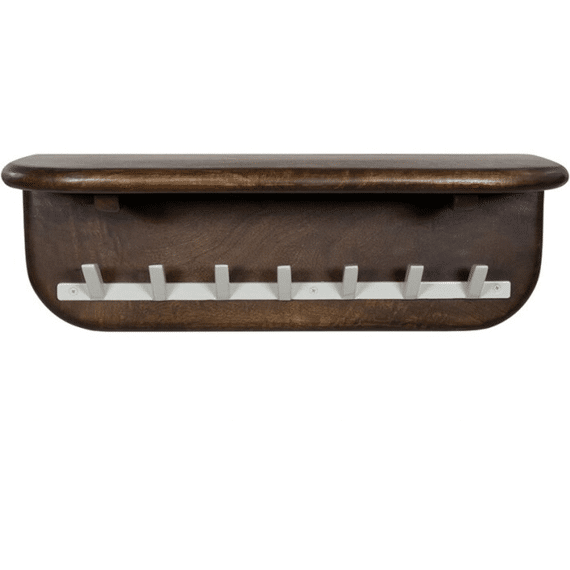 Wandrek Mangohout Met Ijzeren Haken 60x20x20cm