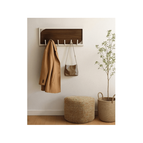 Wandrek Ijzer Met Mangohout En Haken 60x5x24cm