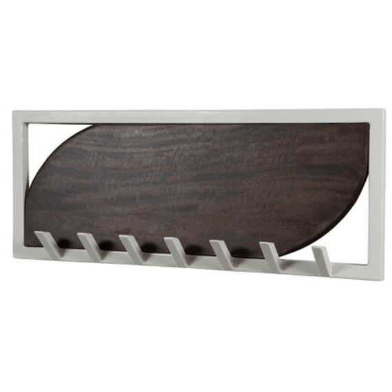 Wandrek Ijzer Met Mangohout En Haken 60x5x24cm