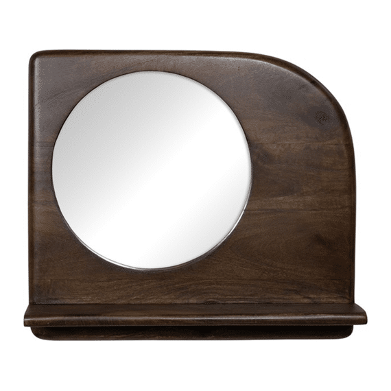 Wandrek Mangohout Met Spiegel En Schap 45x9x40cm