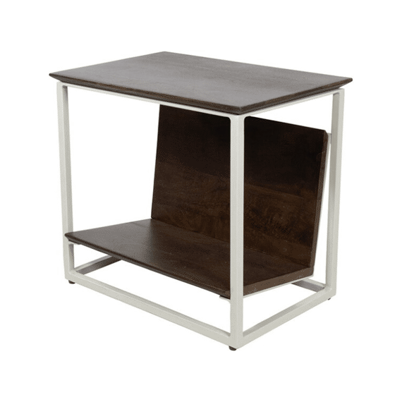 Magazinerek Ijzer Met Mangohouten Blad 44x30x40cm