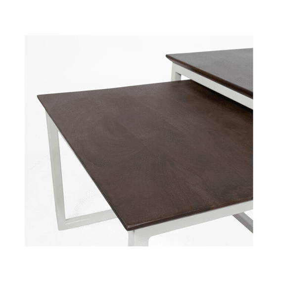 Salontafels Ijzeren Frame Met Manghouten Blad Set Van 2 Stuks