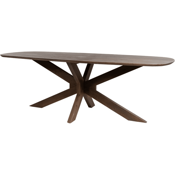 Eetkamertafel Deens Ovaal Acacia Marron Bruin 220x100x76cm
