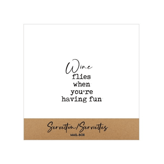 Servetten 12.5x12.5cm Wine Flies When Youre Having Fun 15st