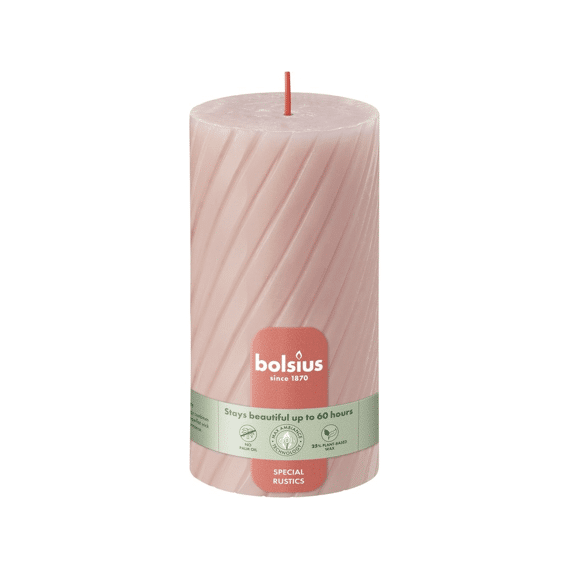 Bolsius Rustiek Twist Stompkaars 130/68 Misty Pink