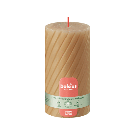 Bolsius Rustiek Twist Stompkaars 130/68 Rustic Taupe