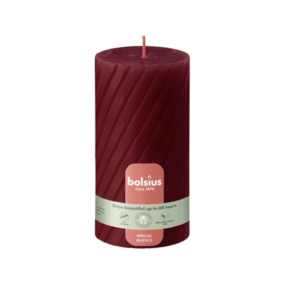 Bolsius Rustiek Twist Stompkaars 130/68 Red