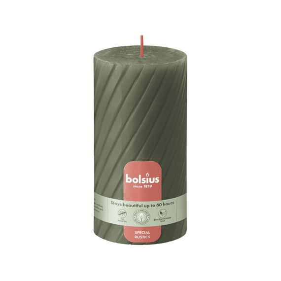 Bolsius Rustiek Twist Stompkaars 130/68 Fresh Olive