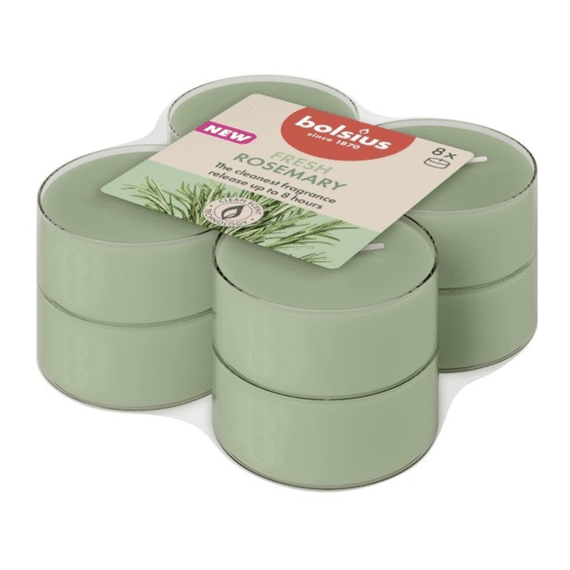 Bolsius Maxilichten Clear Cup 8u True Scents Rosemary