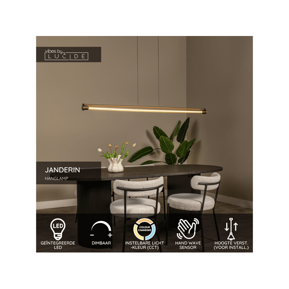 Lucide Janderin - Hanglamp - Led Dimbaar 2x16.5w 2200k/3300k Champagne Kleur