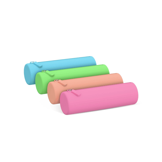 Qc Colour Pastel Neon Pennenzak Rond Silicone 20cm Assortiment 4 Kleuren