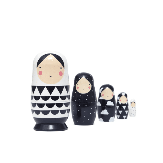 Petit Monkey Matroesjka Poppen Black/white