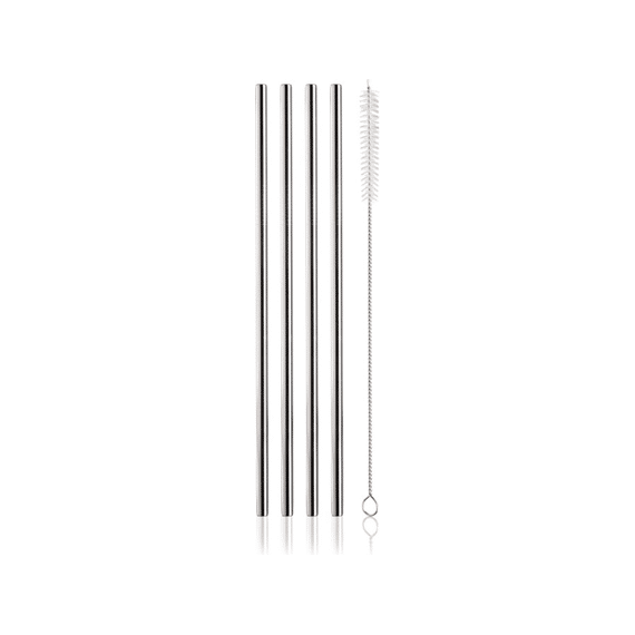 Vacu Vin Herbruikbare Rietjes Met Borstel Rvs Set/4