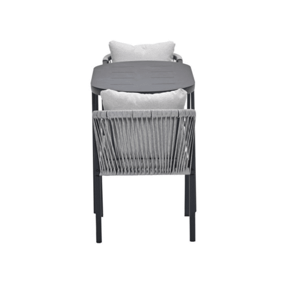 Terni Balkon Set 3-delig Carbon Black/rope Sand/kussen Desert Sand