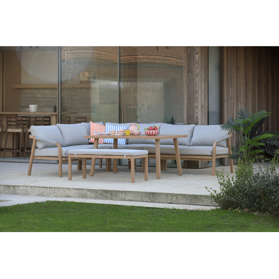 Monti Lounge/diningset 5-delig Light Teaklook/rope Sand/kussens Dark Sand