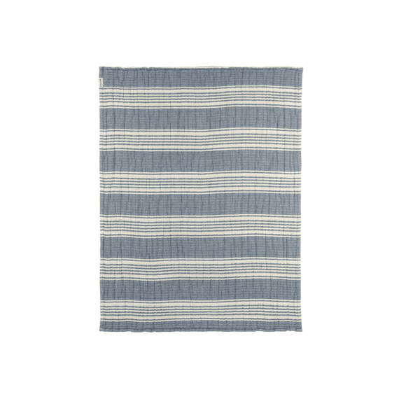 Meyco Deken Bed 100x135 Tetra Jacquard Stripe Sand Indigo