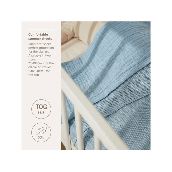 Meyco Laken Wieg 75x100 Tetra Pre-washed Jeans Blue