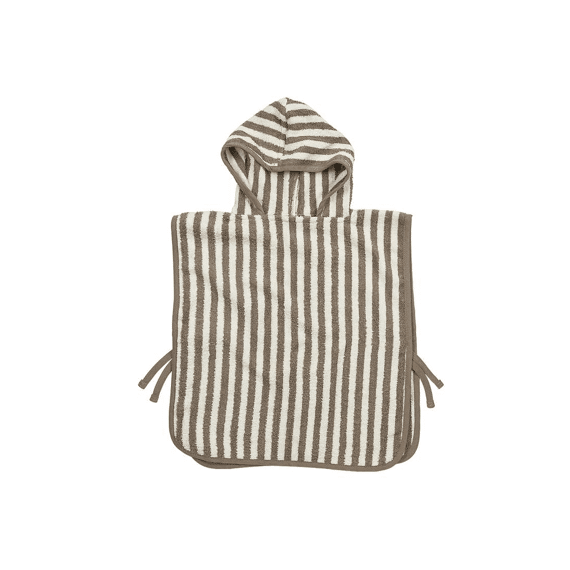 Meyco Poncho Badstof Jacquard Fat Stripe Taupe 1-3 Jaar