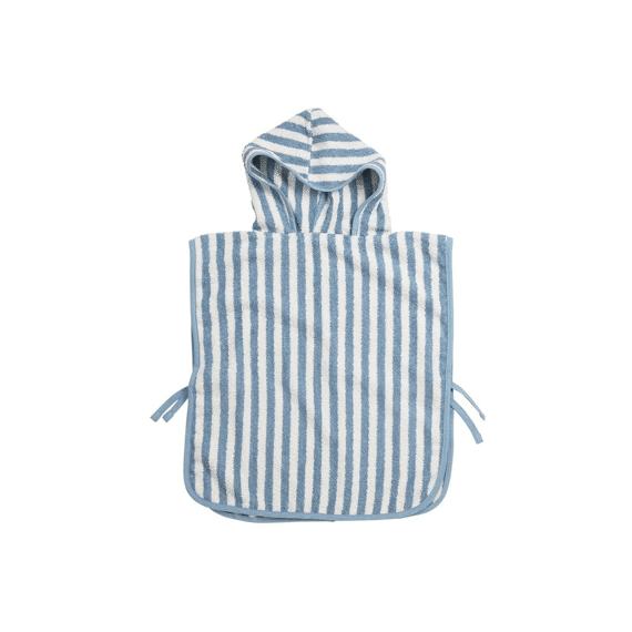 Meyco Poncho Badstof Jacquard Fat Stripe Jeans Blue 1-3 Jaar