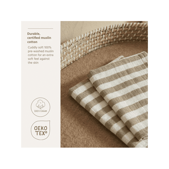 Meyco Tetra Washandjes 2-pack Fat Stripe Taupe