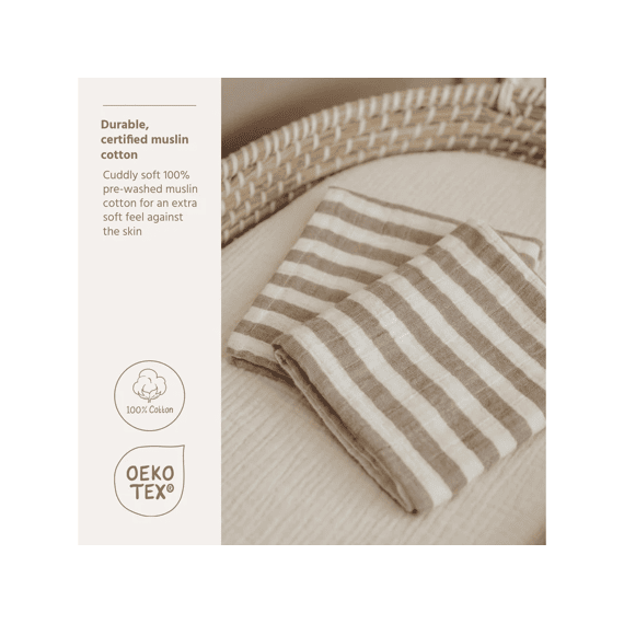 Meyco Tetra Monddoekjes 2-pack Fat Stripe Taupe