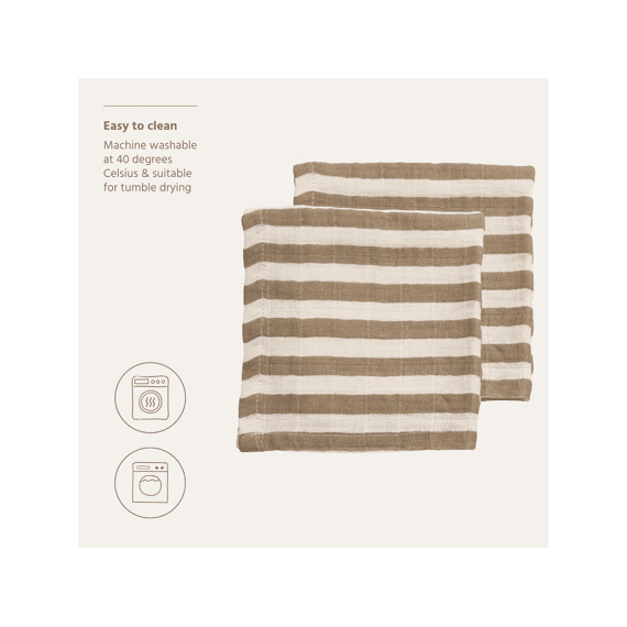 Meyco Tetra Monddoekjes 2-pack Fat Stripe Taupe
