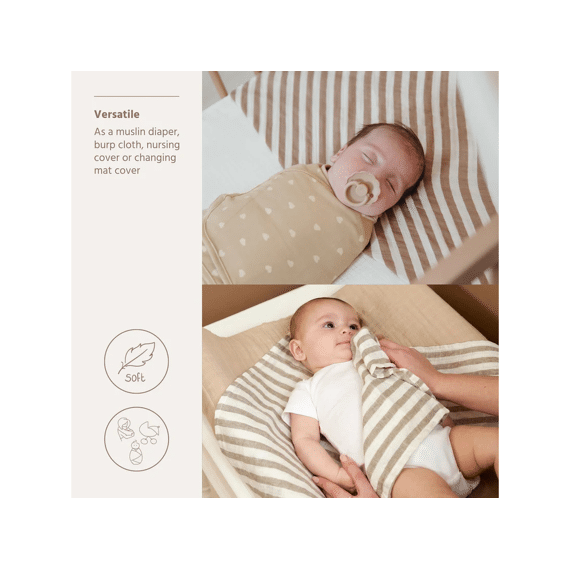 Meyco Tetradoeken 70x70 2-pack Fat Stripe Taupe