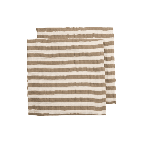 Meyco Tetradoeken 70x70 2-pack Fat Stripe Taupe
