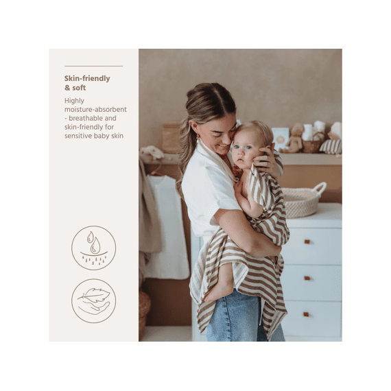 Meyco Swaddle Tetra 120x120 2-pack Fat Stripe Taupe