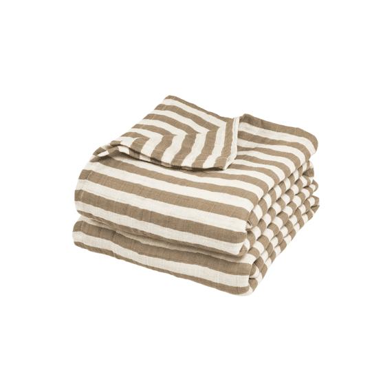 Meyco Swaddle Tetra 120x120 2-pack Fat Stripe Taupe
