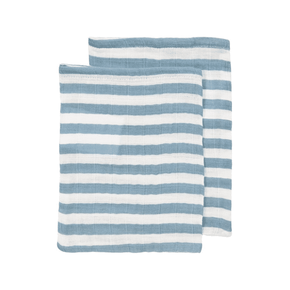 Meyco Tetra Washandjes 2-pack Fat Stripe Jeans Blue