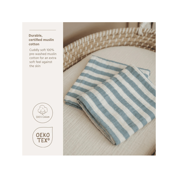 Meyco Tetra Monddoekjes 2-pack Fat Stripe Jeans Blue