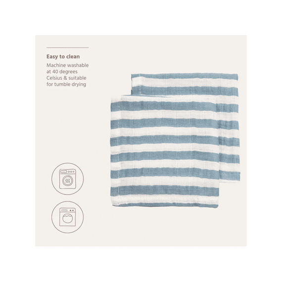 Meyco Tetra Monddoekjes 2-pack Fat Stripe Jeans Blue