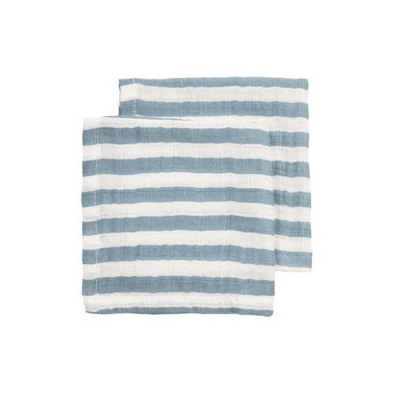Meyco Tetra Monddoekjes 2-pack Fat Stripe Jeans Blue
