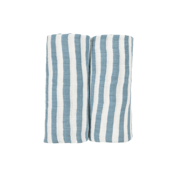 Meyco Swaddle Tetra 120x120 2-pack  Fat Stripe Jeans Blue