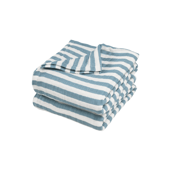 Meyco Swaddle Tetra 120x120 2-pack  Fat Stripe Jeans Blue