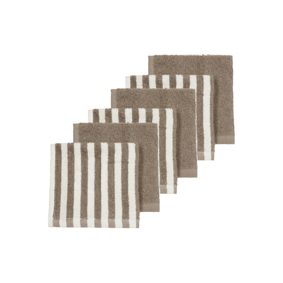 Meyco Monddoekjes Badstof 6-pack Fat Stripe Taupe
