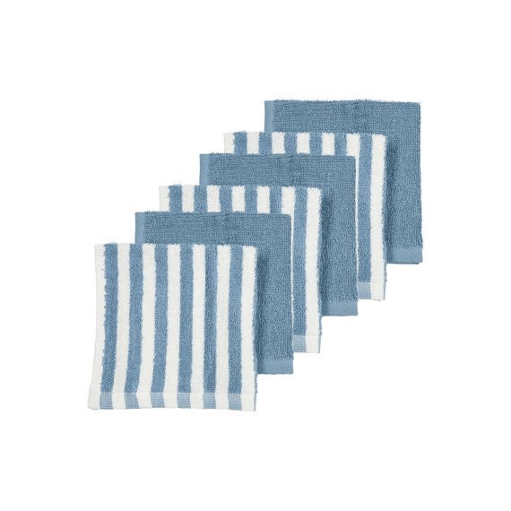 Meyco Monddoekjes Badstof 6-pack Fat Stripe Jeans Blue