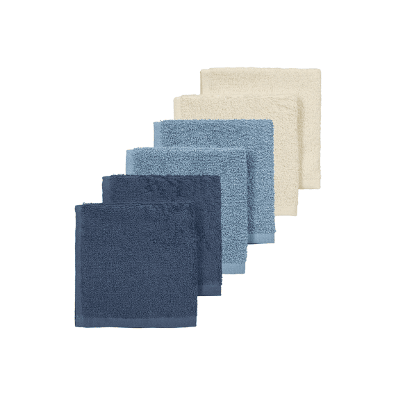 Meyco Monddoekjes Badstof 6-pack Natural/jeans Blue/indigo