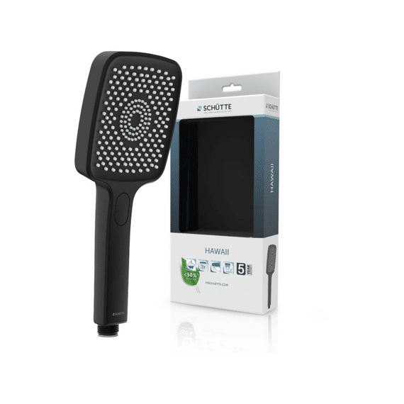 Schutte Hawaii Handdouche, Mat Zwart, Hoekig