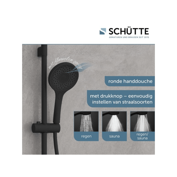 Schutte Capri Doucherail Set, Mat Zwart