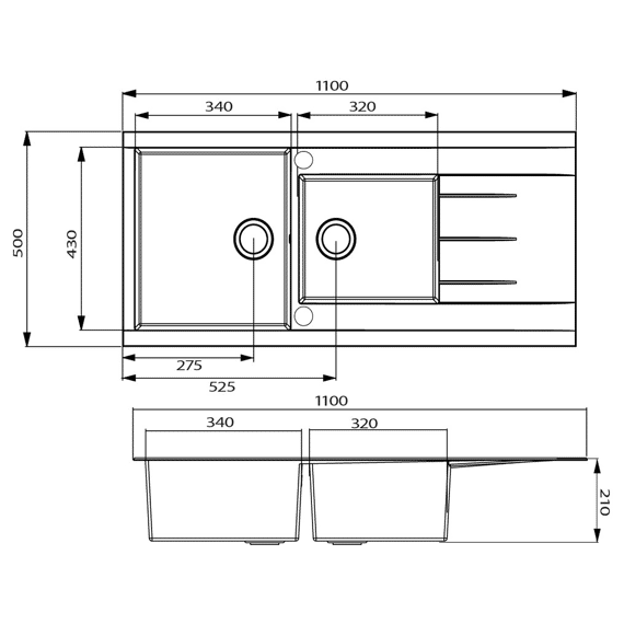 Levica Spoeltafel 2b Grijs L1100 H500 D210