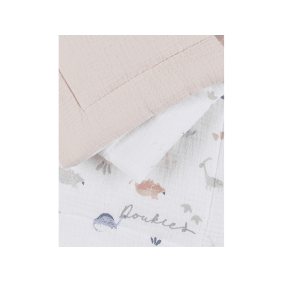 Noukies M&m26 Dino Deken Wieg 75x100 Quilt Tetra