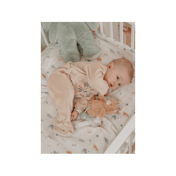 Noukies M&m26 Dino Deken Wieg 75x100 Quilt Tetra